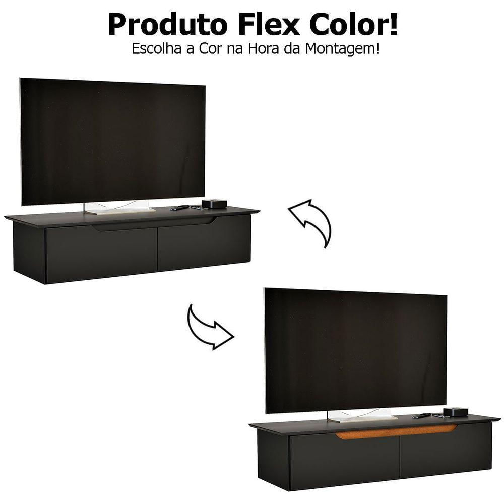 Miniatura Rack Aparador Suspenso Flex Com 2 Portas Flop Preto