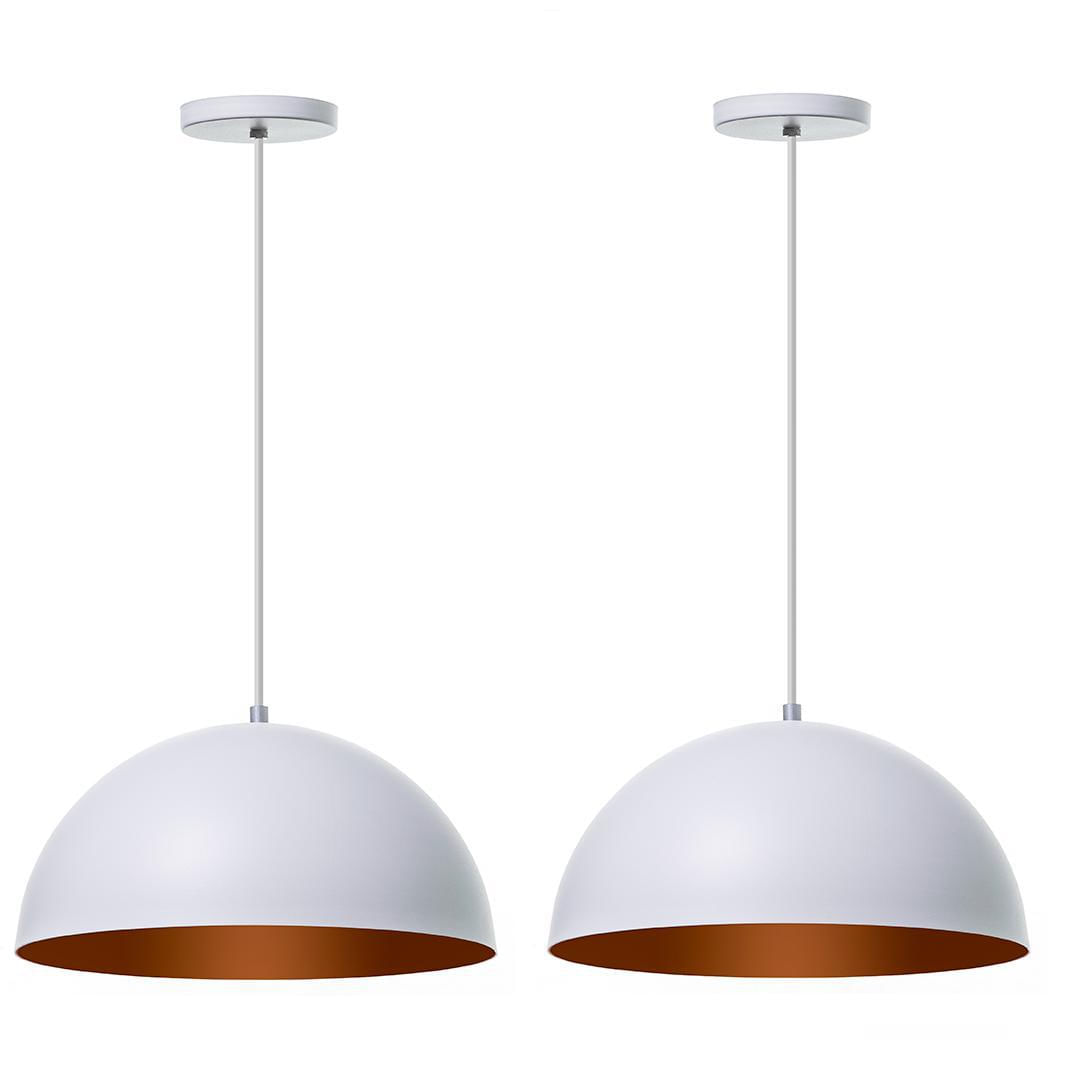 Miniatura Lustre Pendente Meia Lua Branco 30Cm - Kit 2 Unidades