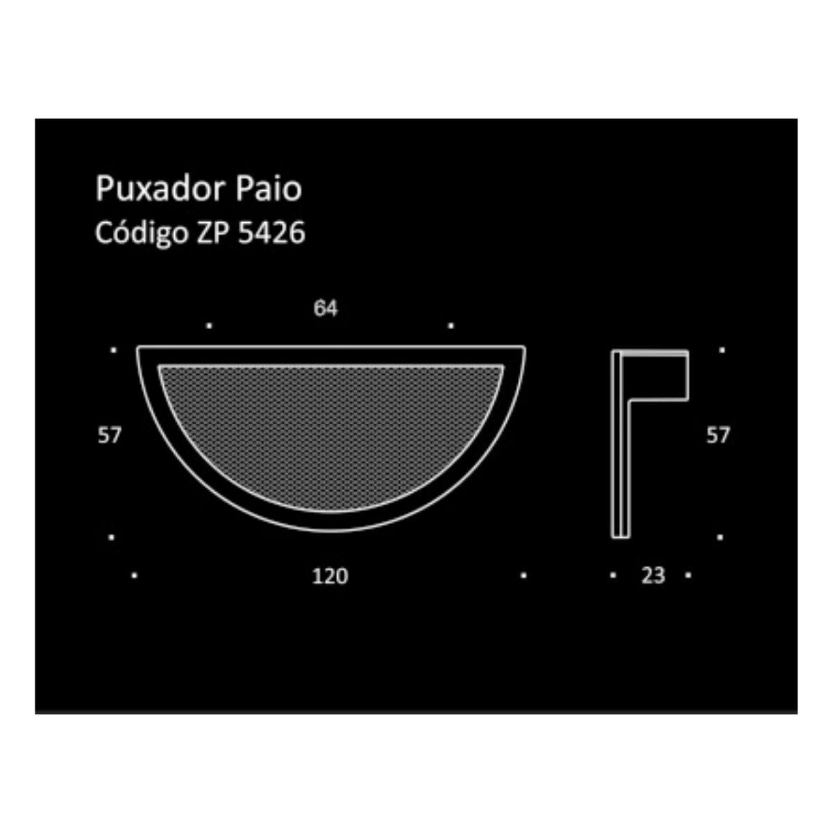 Kit 2 Puxador Movel Concha Meia Lua Paio 64Mm Preto Zen