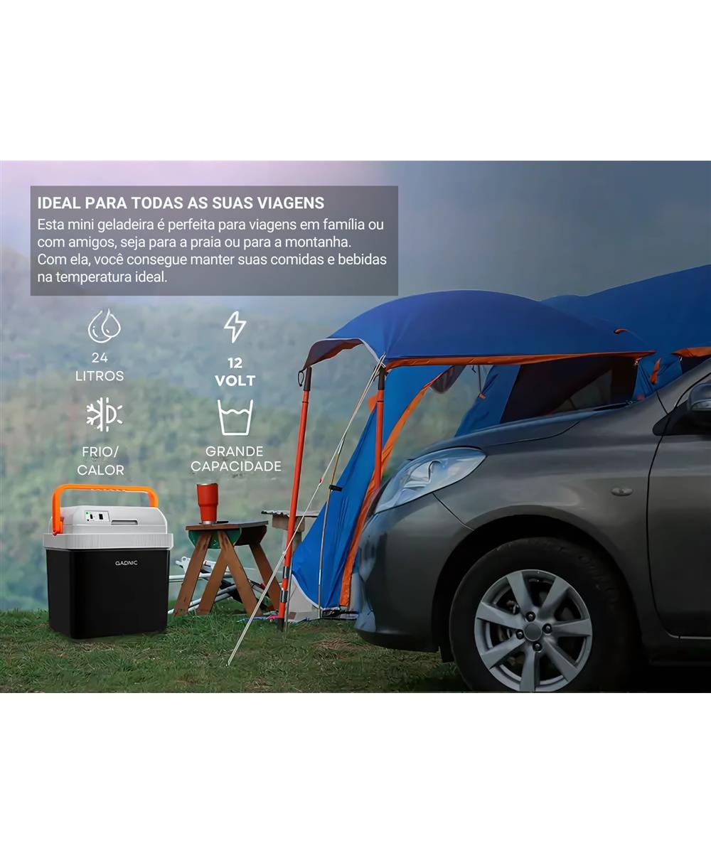 Mini Geladeira Portátil Cooler Automotivo 12V 24Lts Gadnic