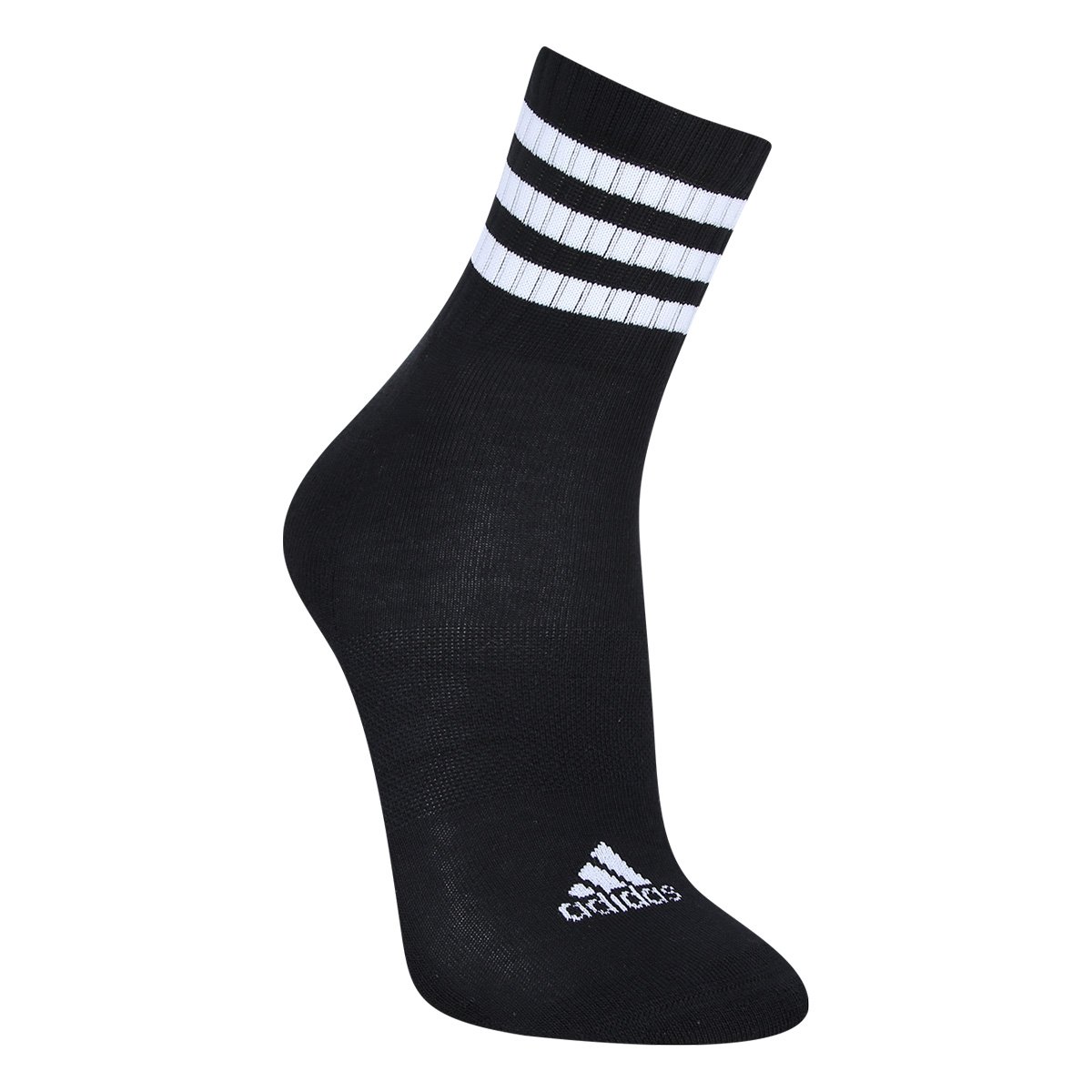 Miniatura Kit Meia Adidas Cano Médio 3 Listras 3 Pares Cinza+Preto - 38/40