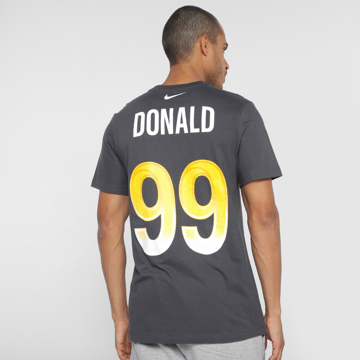 Miniatura Camiseta NFL Los Angeles Rams Aaron Donald n° 99 Masculina Cinza - GG