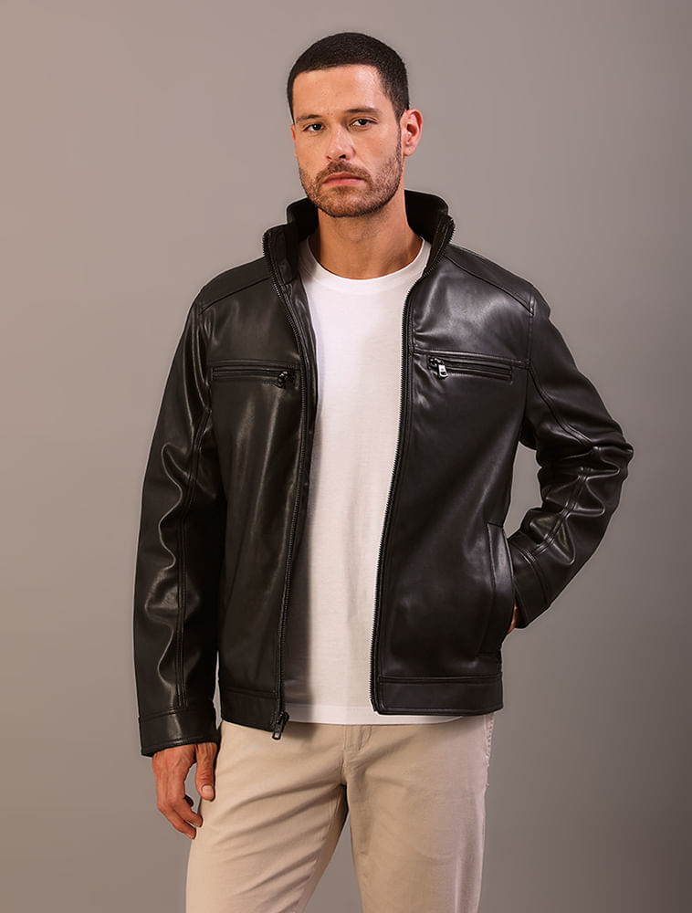 Miniatura Jaqueta Masculina em Pu Calvin Klein - Preto Jaqueta Masculina em Pu Calvin Klein Preto g