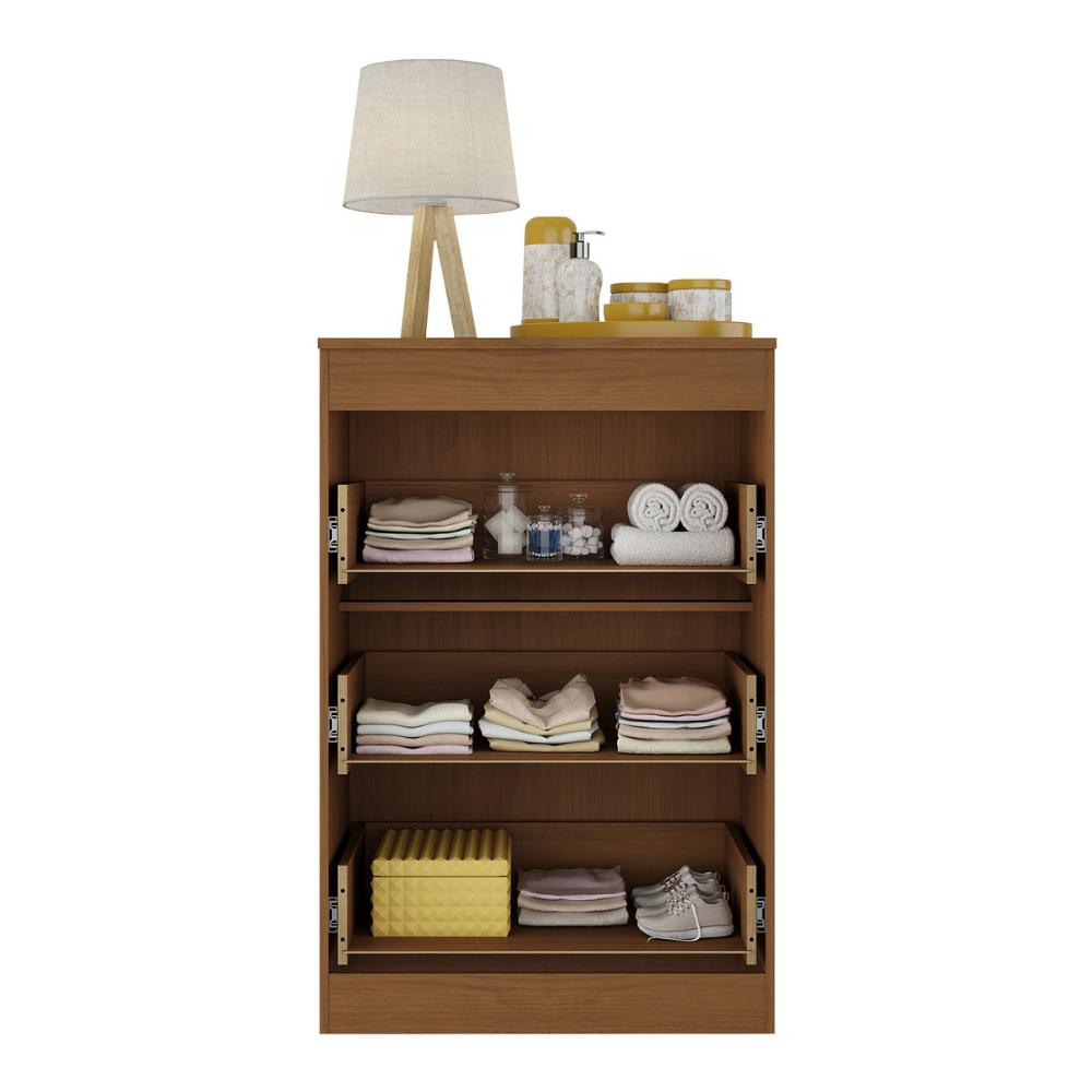 Miniatura Cômoda Infantil com 3 Gavetas Doce de Leite Multimóveis MP2676 Madeirado/Branco