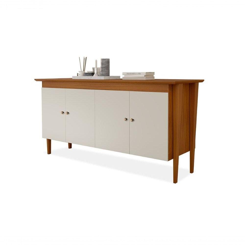 Miniatura Aparador Buffet 04 Portas Moretta Carvalho E Off White Luapa