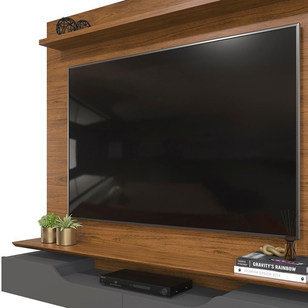 Painel Suspenso Tv 60 Pol 160 Cm 27032 Freijo Cinza Urbano Dj Moveis Freijo Cinza Urbano
