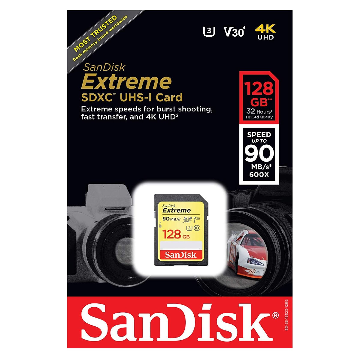 Miniatura Cartão Sd Sdxc Sandisk Extreme 128gb 90mb/s Uhs3 U3 Lacrado