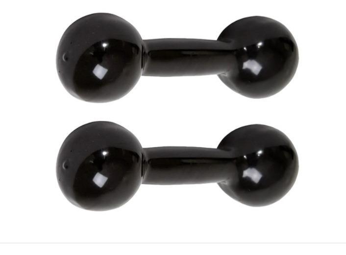 Miniatura Halter Emborrachado 2 Kg Par Musculação Pesos Academia Preto