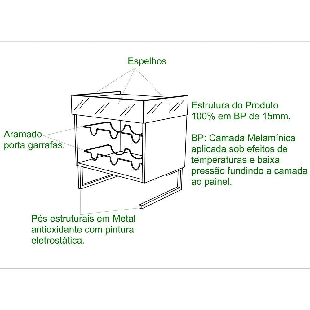 Miniatura Mini Adega Aparador Barzinho Industrial Com Espelho Aurora