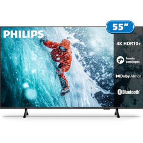 Smart TV 55" 4K Philips 55PUG7300/78 Titan OS Pixel Precise UHD Comando de Voz Preta
