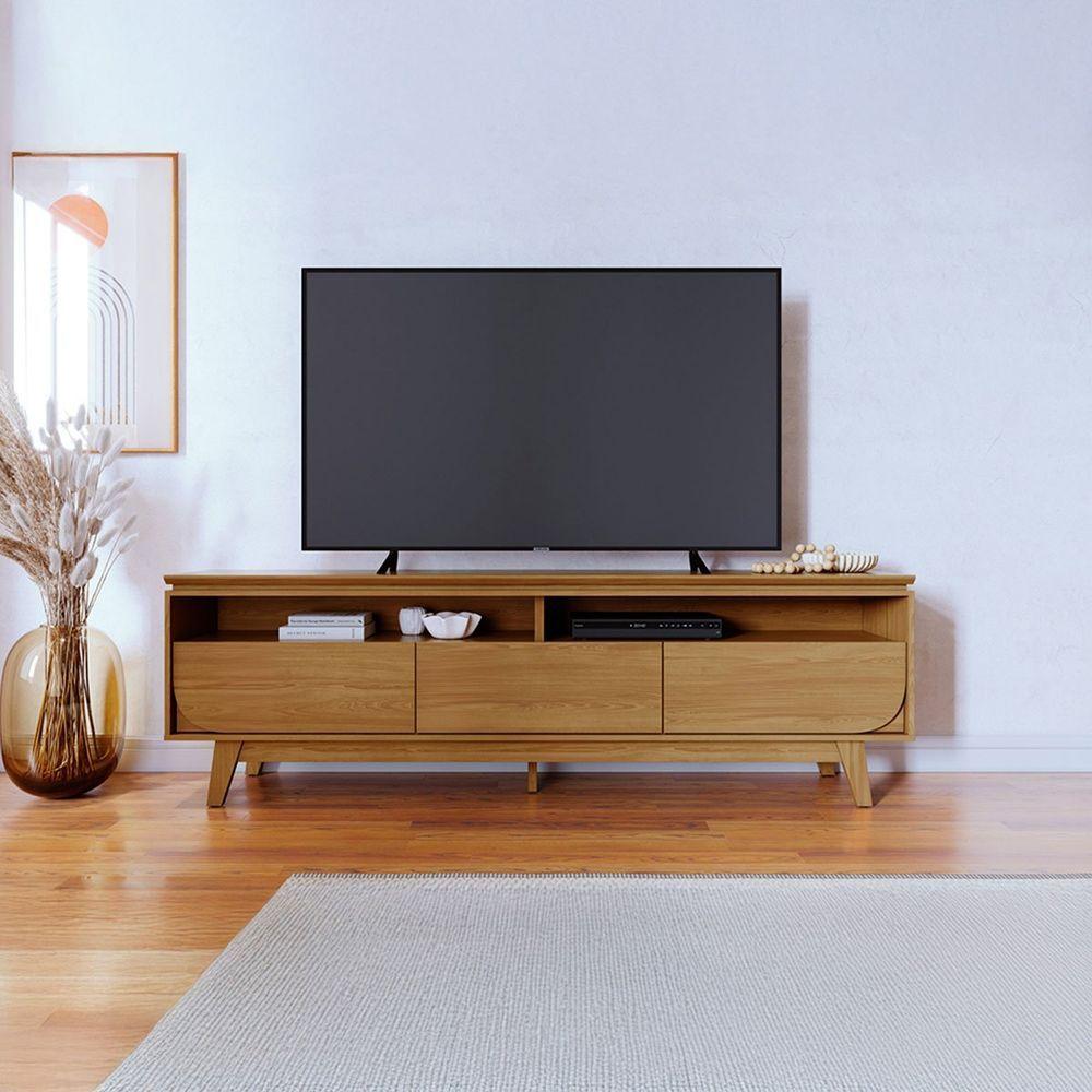 Miniatura Rack Bancada Serena 3 Gavetas Para Tv De 75 Polegadas Cumaru