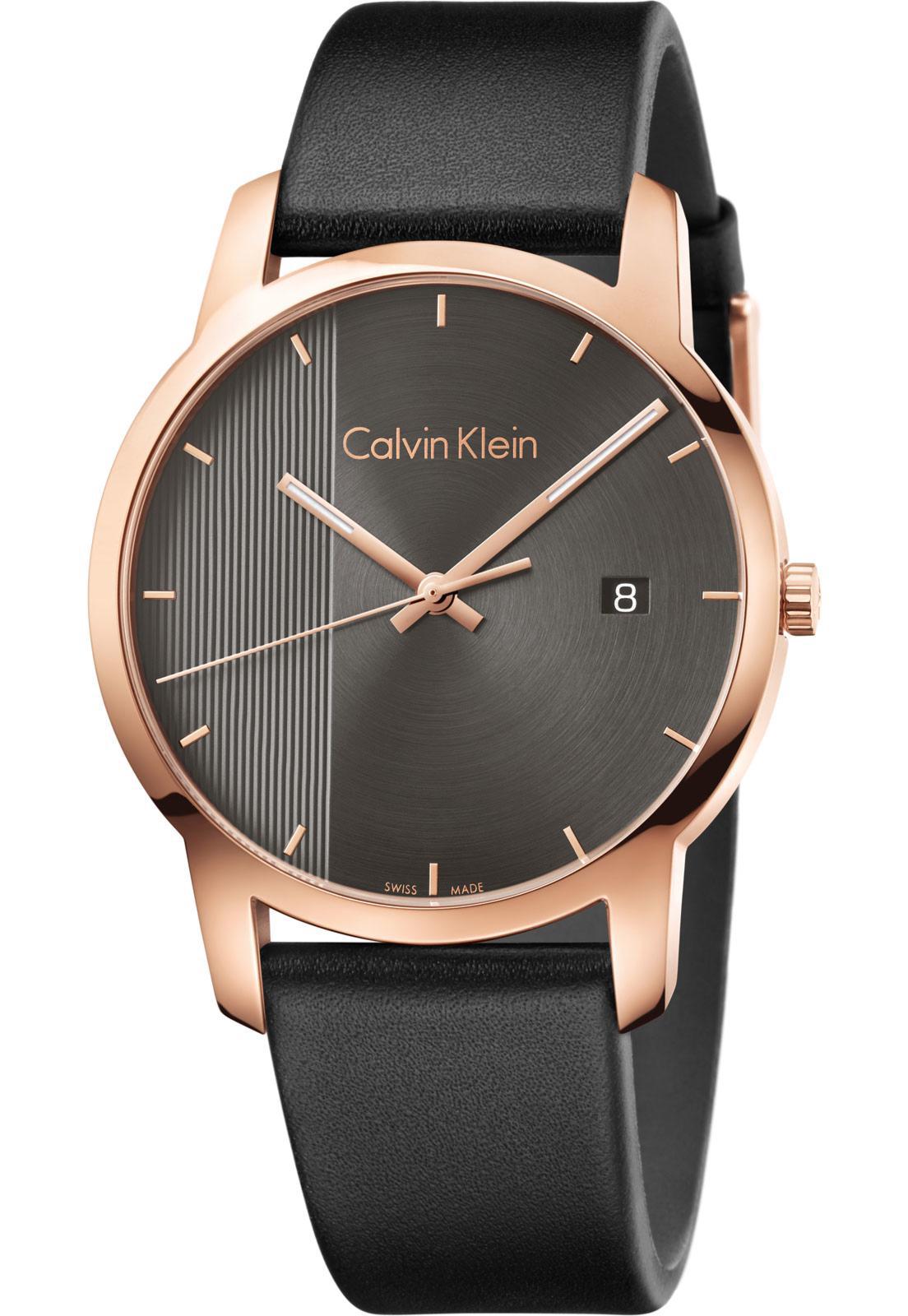 Miniatura Relógio Masculino Calvin Klein City Couro Rosegold K2G2G6C3