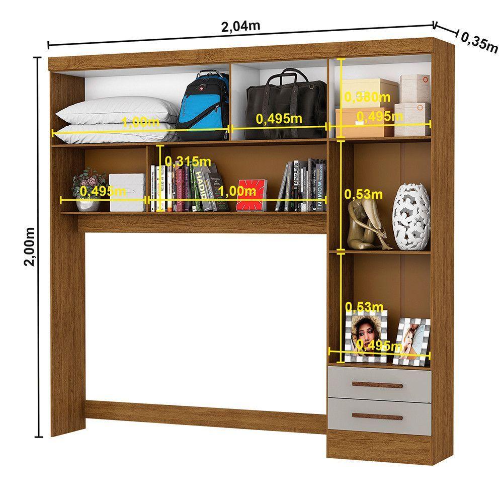 Miniatura Guarda Roupa Casal Modulado 5 Portas Hercules 4 Portas e 4 Gavetas com Espelho Cinamomo/Off White