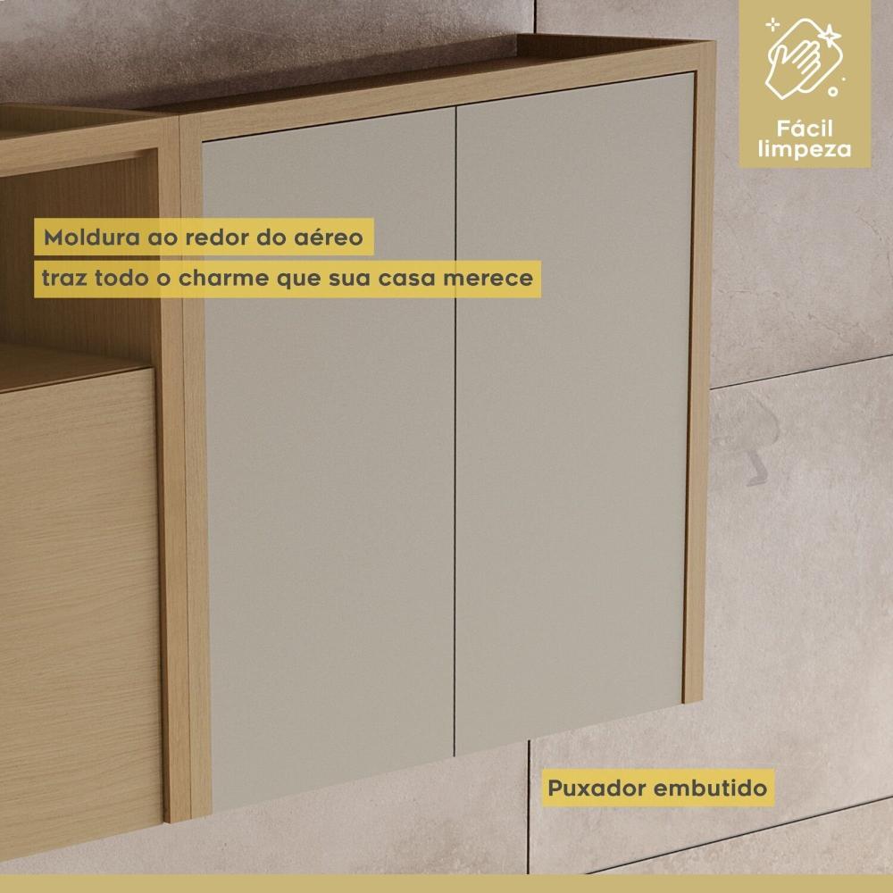 Cozinha Completa 6 Peças 12 Portas 2 Gavetas Condessa 350cm 100% MDF Carvalho/Greige