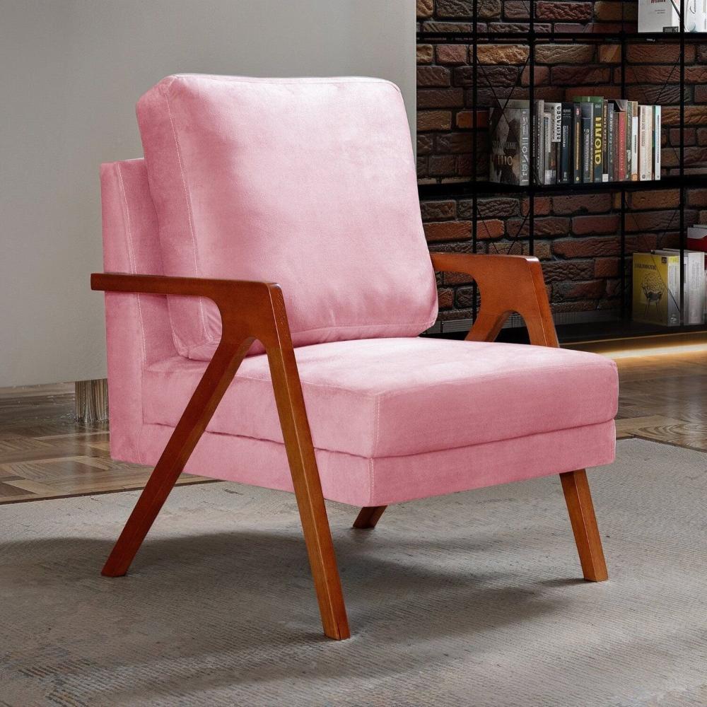 Miniatura Poltrona Kiara Decorativa Moderna Confortável Sala Recepção Flecha Rosa