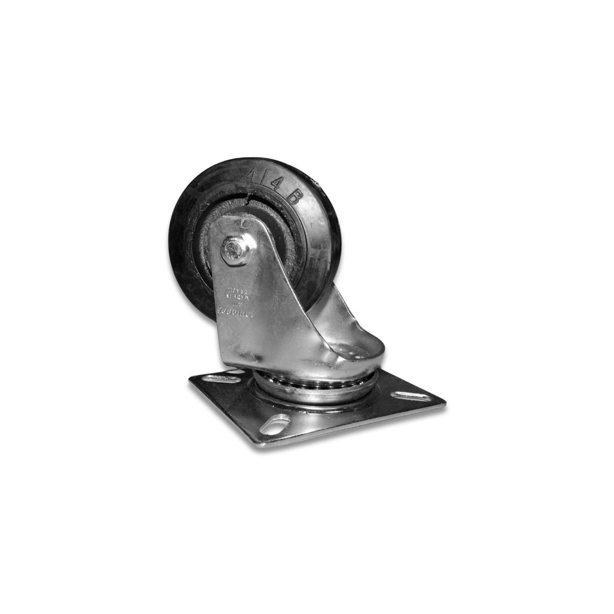 Miniatura Roda 100Mm Ferro Com Borracha 4 Pol Com Placa Giratória