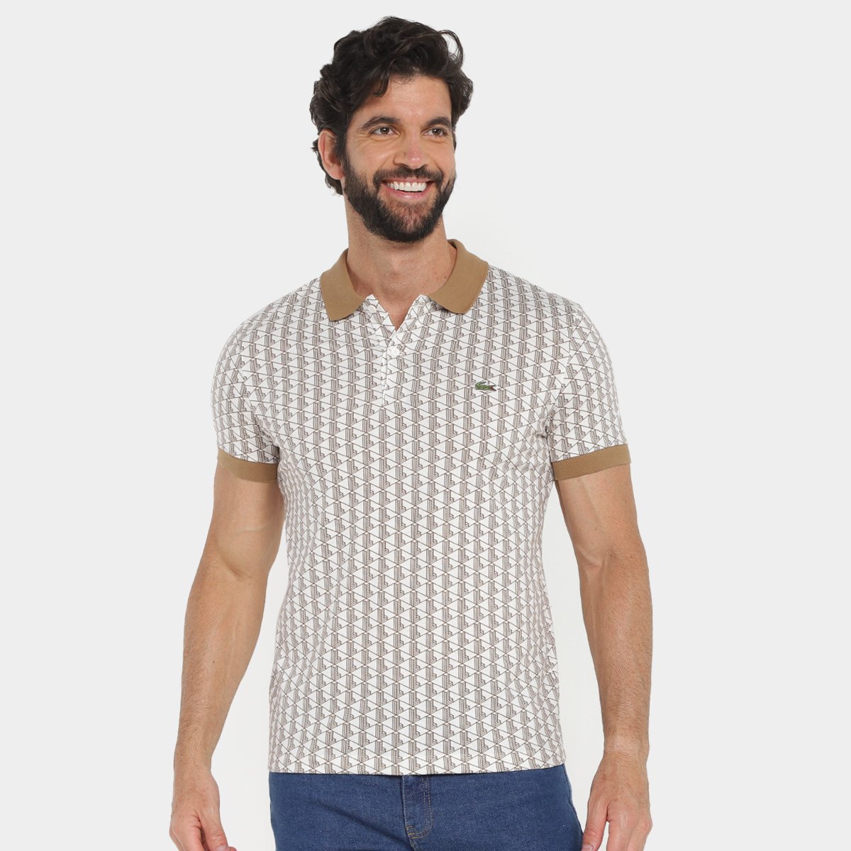 Miniatura Camisa Polo Lacoste Holiday Icons Monograma Masculino Marrom - EGG
