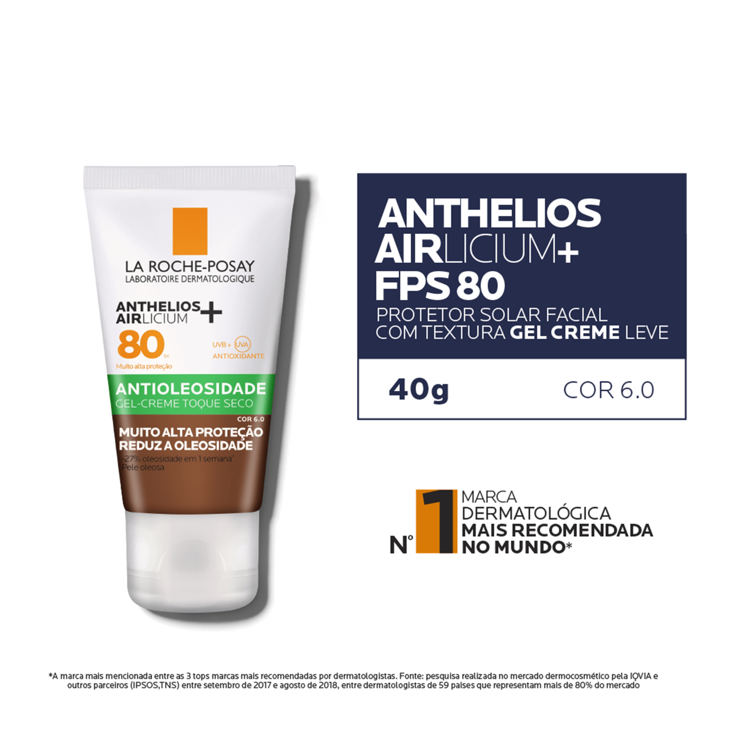 Miniatura La Roche-Posay Anthelios Airlicium FPS80 Cor 6.0 - Protetor Solar com Cor 40g