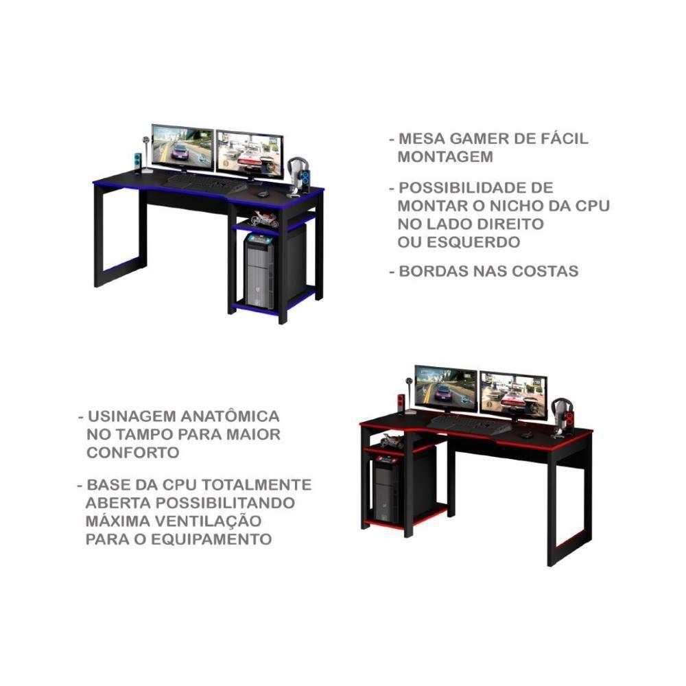 Miniatura Mesa Computador Gamer Me4152 Preto/vermelho - Tecno Mobili