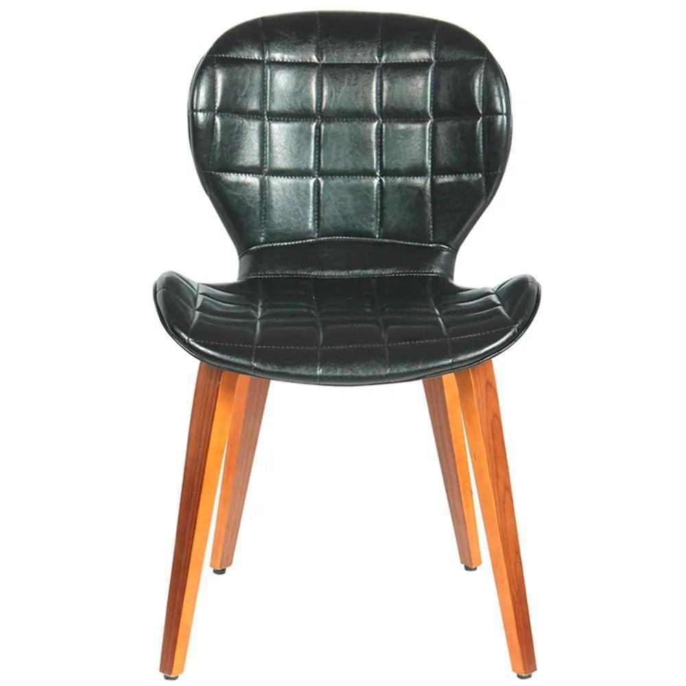 Kit 3 Cadeiras De Jantar Moderna Com Tressê Base Madeira Lucy R02 Sintético Preto - Mpozenato