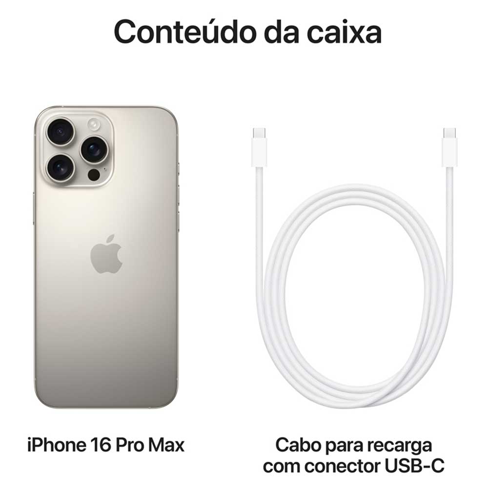 iPhone 16 Pro Max Apple (256GB) Titânio Natural, Tela de 6,9", 5G e Câmera de 48MP Bivolt