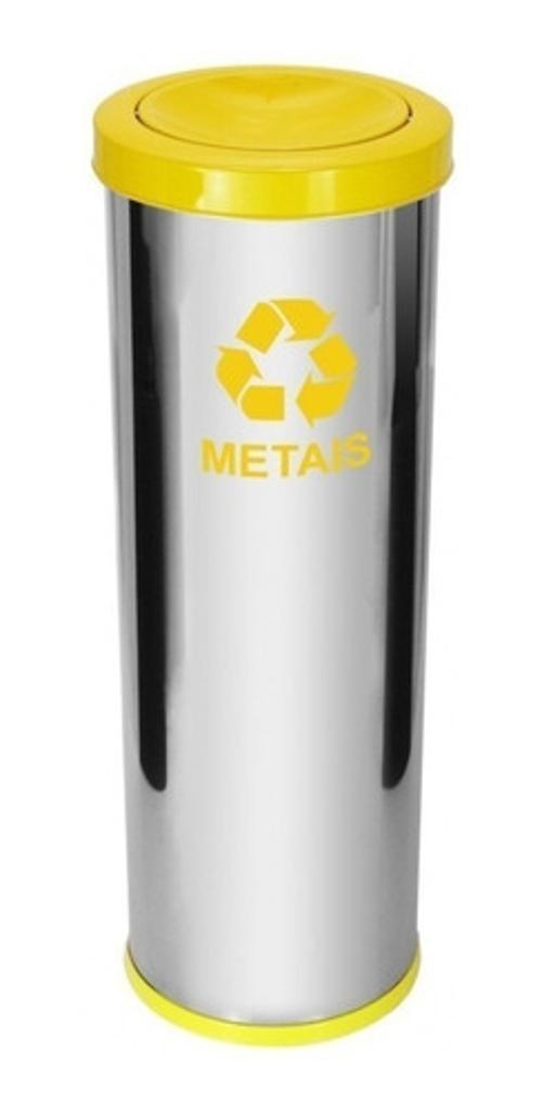 Miniatura Lixeira Em Aço Inox Com Tampa Meia Esfera Plástica 22L
