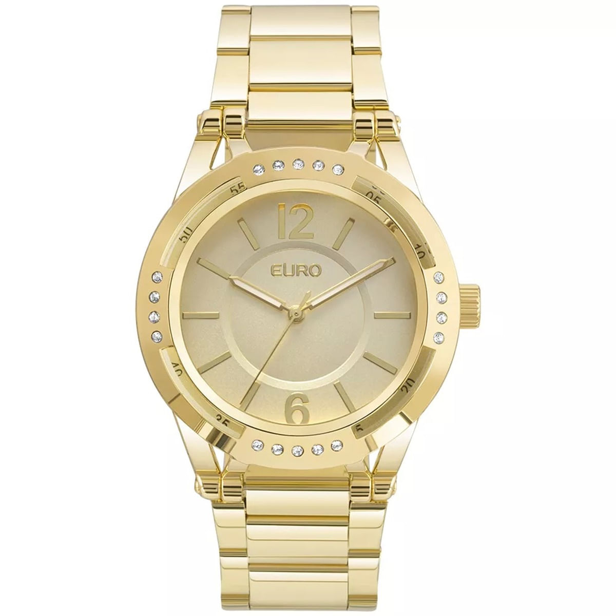 Miniatura Relógio analógico feminino dourado social Eu2035ymq/4d