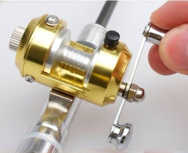Miniatura Mini Vara De Pesca Telescópica Caneta Com Carretilha - Azul