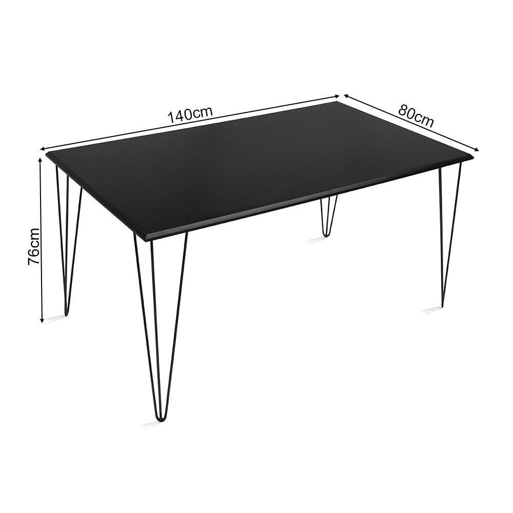 Miniatura Mesa Elen Tampo Retangular 140 X 80 Cm De Madeira Preto New Green - Preto