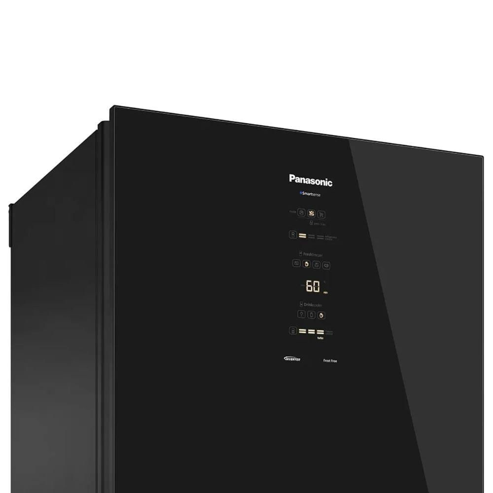 Miniatura Geladeira Panasonic BB64 Frost Free 450L Inverter Vidro Preto NR-BB65GVFBB 220V
