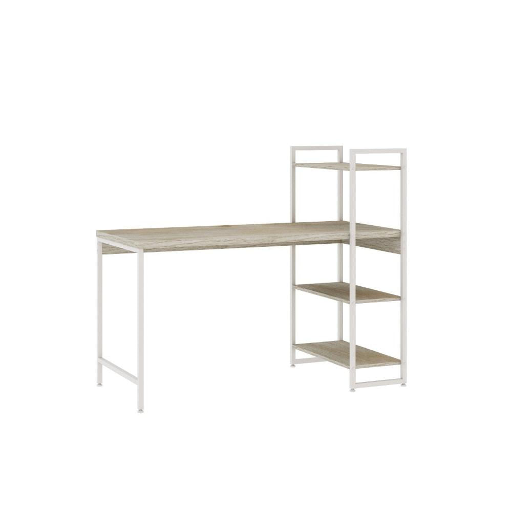 Miniatura Escrivaninha com Estante 3 Prateleiras Estilo Industrial 135cm Active Yescasa Snow / Est.Branca