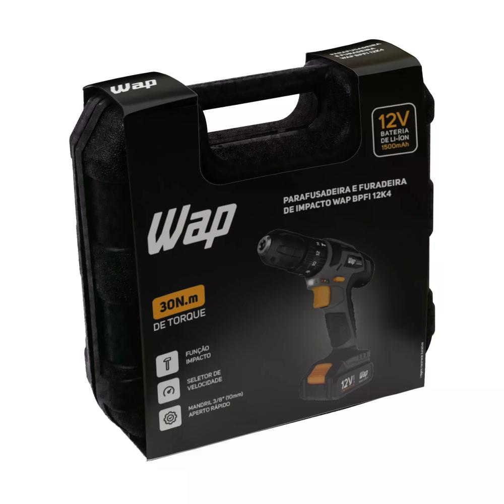 Parafusadeira e Furadeira com Impacto WAP Bpfi 12k4 Bateria Removível Cinza