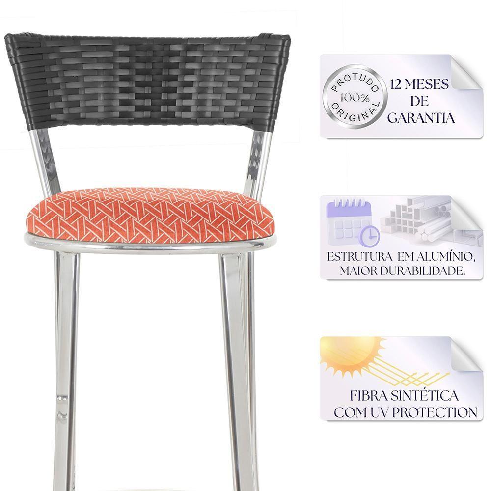 Miniatura Conjunto Com 2 Banquetas Em Alumínio, Fibra Sintética E Impermeável Tc Preta Z20