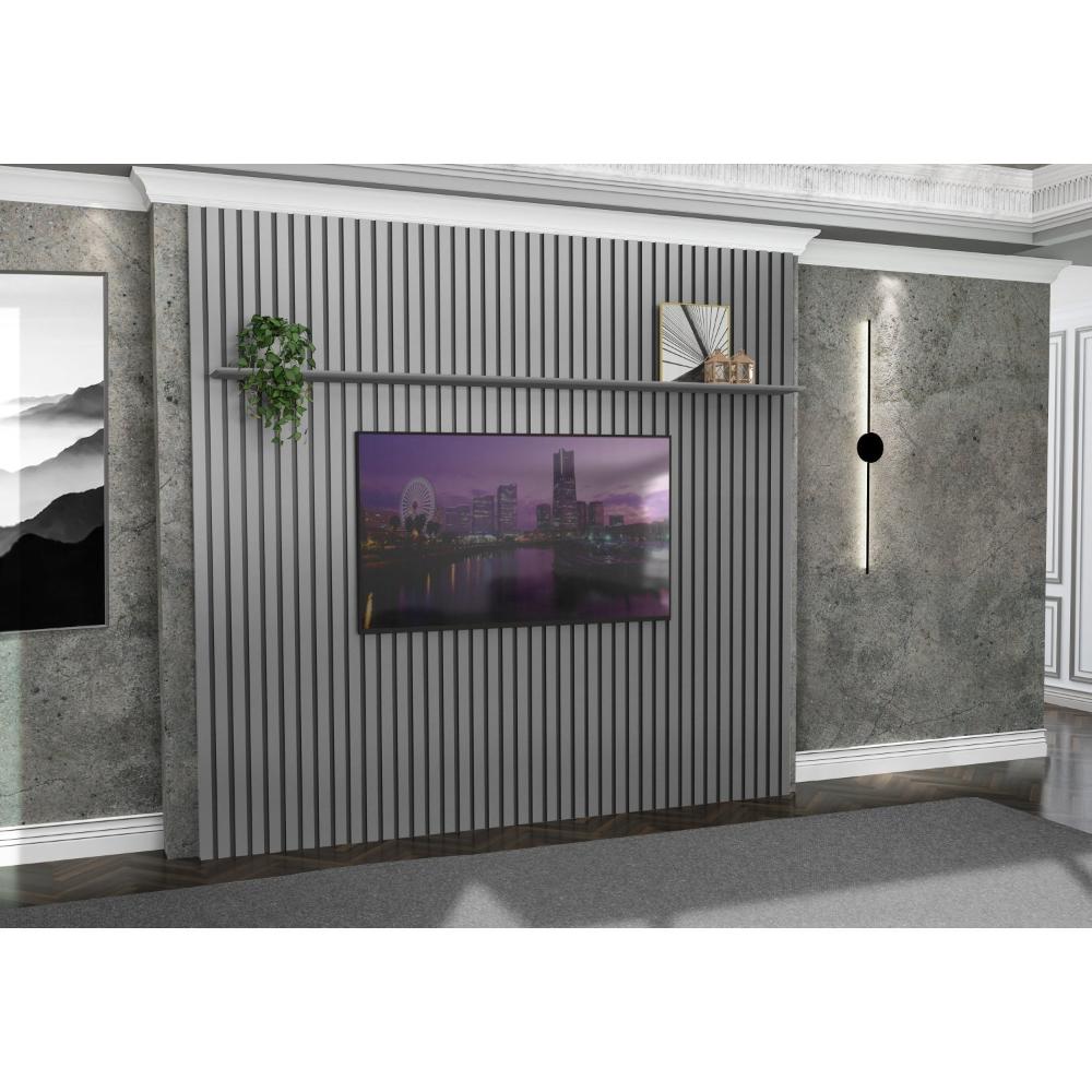 Miniatura Painel Ripado para Tv até 89 Polegadas 231 Cm Absolut Cinza