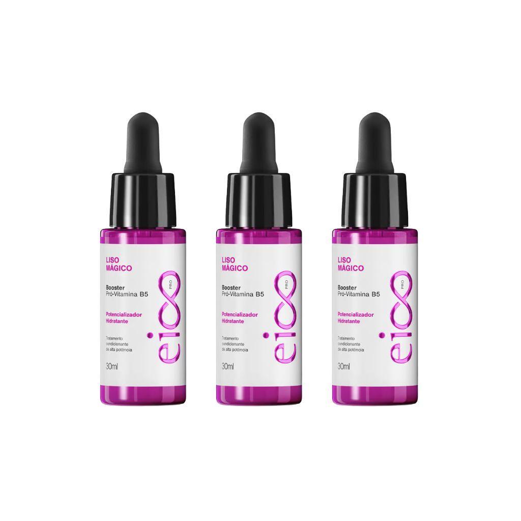Miniatura Oleo Eico Capilar 30Ml Pro Booster Liso Magico - Kit Com 3Un