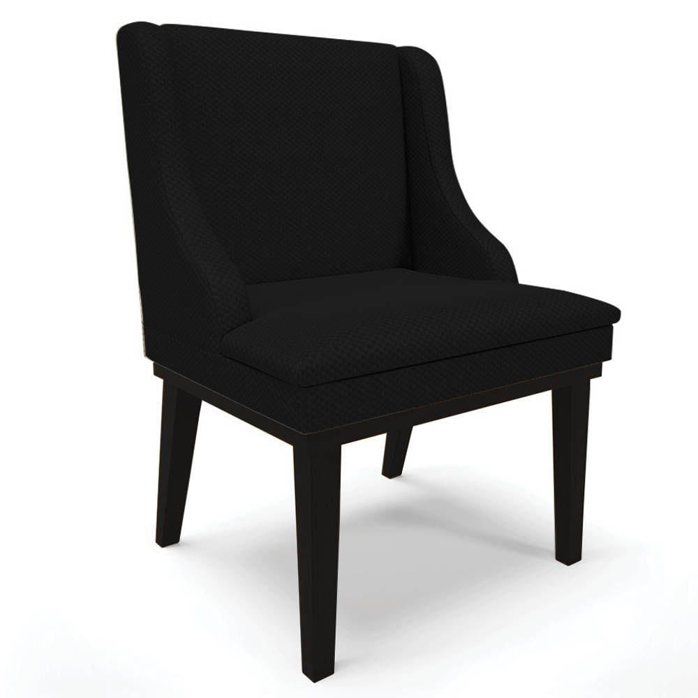 Miniatura Kit 2 Cadeiras Estofadas Para Sala De Jantar Base Fixa De Madeira Preto Lia Veludo Luxo Preto