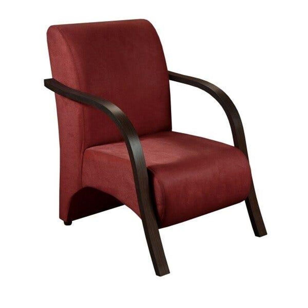 Miniatura Poltrona 1 Lugar Vênus Pé Madeira Suede Bordô