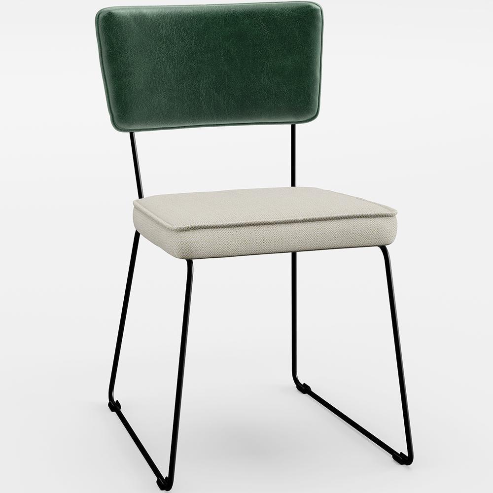 Kit 04 Cadeiras L02 Facto Verde Musgo Linho Champagne