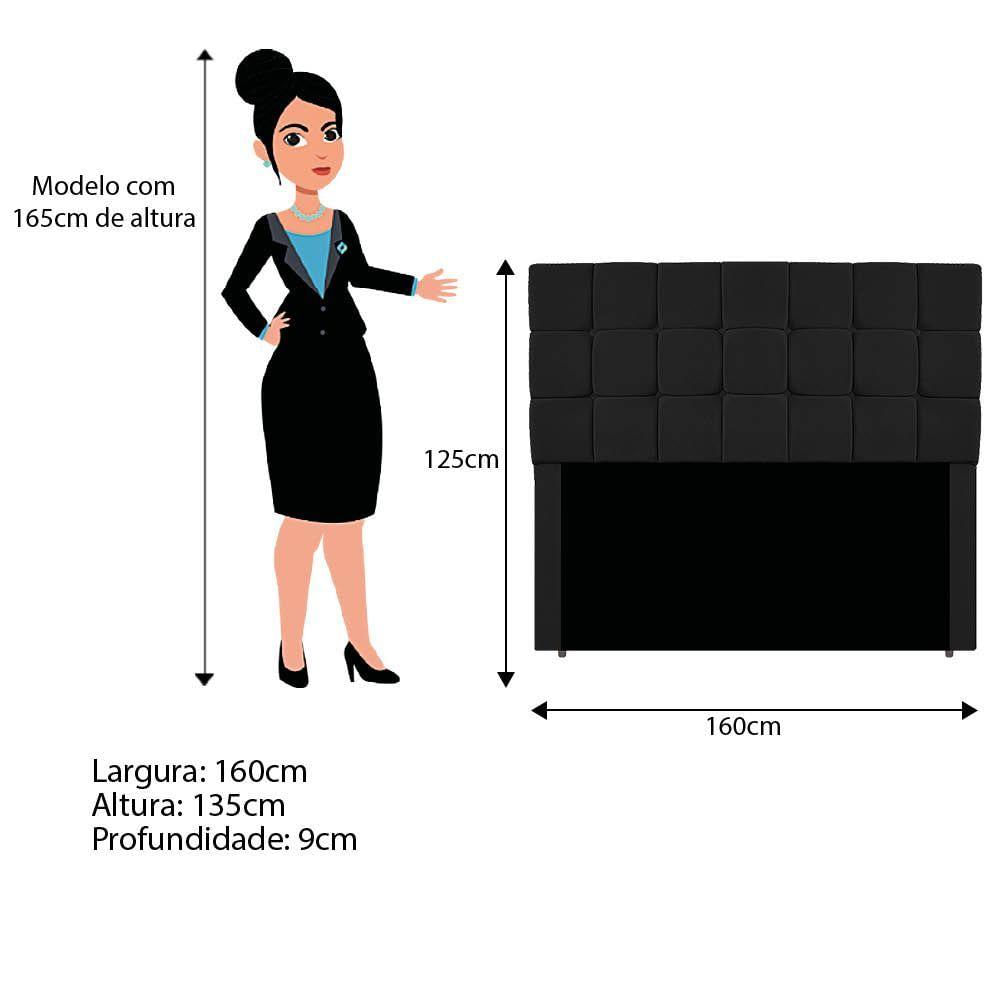 Kit Cabeceira E Calçadeira Manchester 160 Cm Queen Size Suede - Adj Decor Cor Preto