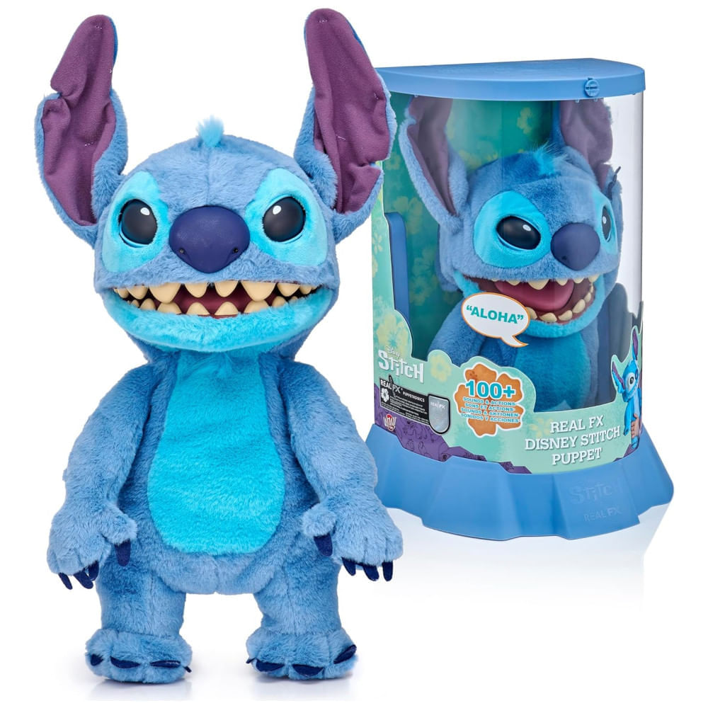 Miniatura Pelúcia Stitch Interativa e Realista com 100 Combinações de Ação e Som, Sensor de Toque no Nariz e Muito Mais, Wow Stuff