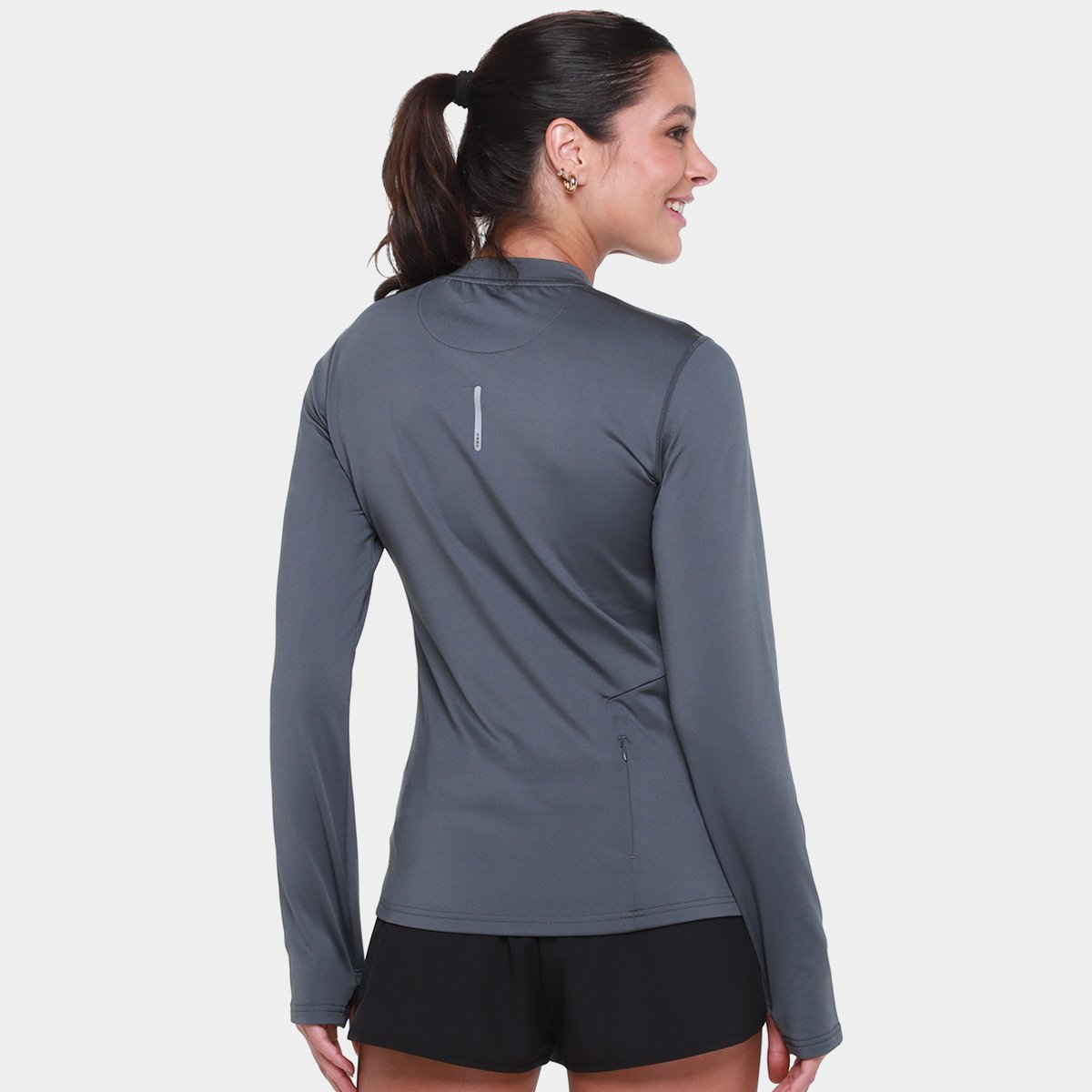 Miniatura Camiseta Mizuno Térmica Manga Longa Feminina Cinza - G