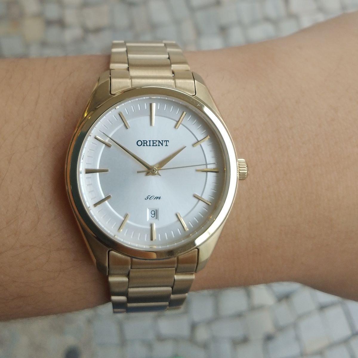 Miniatura Relógio Orient Feminino Dourado e Prata 34mm - FGSS1217 S1KX