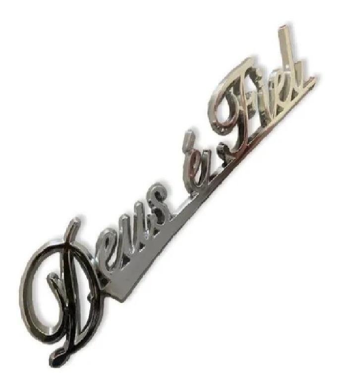 Miniatura Emblema Adesivo Alto Relevo 3D Deus É Fiel Cromado Cromado