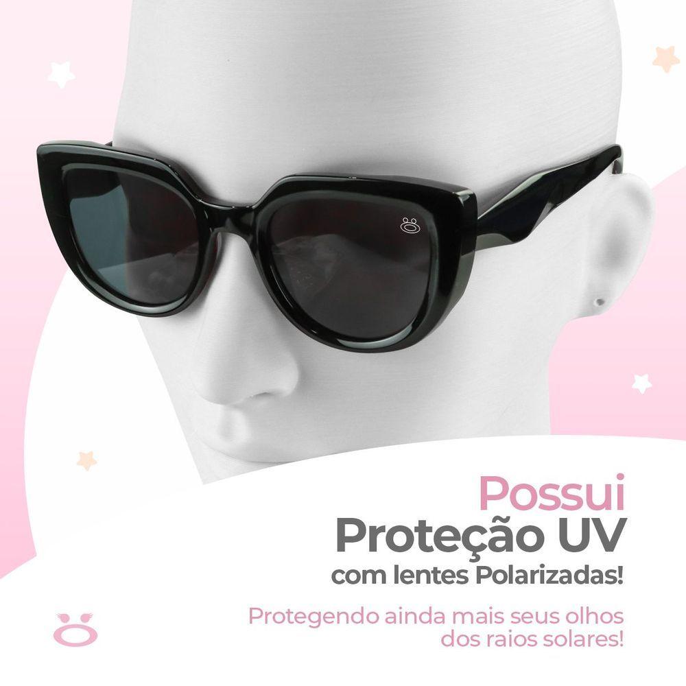 Miniatura Oculos Sol Feminino Proteção Uv Praia Social Vintage + Case Preto Luxo Moda Acetato Delicado Verão