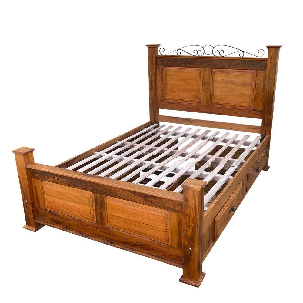Miniatura Cama Casal Padrão Em Madeira De 4 Gavetas Demolição Modelo Almofadas Sudeste Rústico