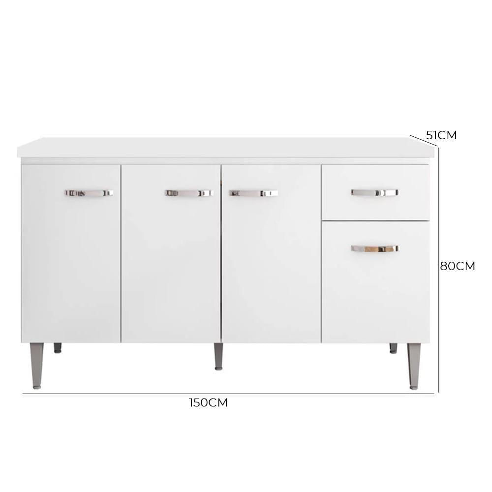 Miniatura Balcão Pia Gabriela 150cm Branco Com Tampo Mdp - Ajl Móveis Branco