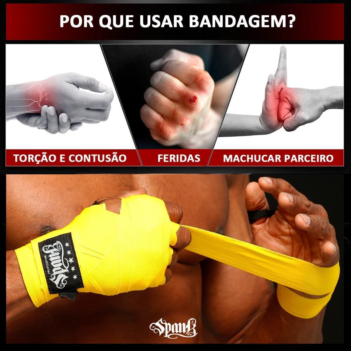 Miniatura Kit 10 Pares Bandagem Elástica Boxe 3Metros - Preto/Rosa