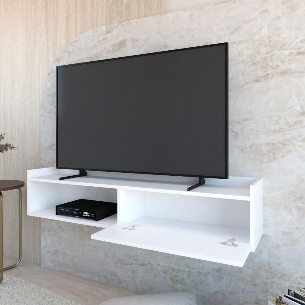 Rack Suspenso para Tv até 50 Pol. com 1 Porta e 1 Nicho Atena Branco