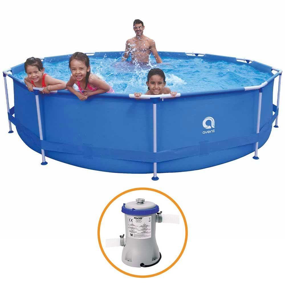 Miniatura Piscina Estrutural Armação 6125 Litros + Bomba Filtro Avenli Jilong 110v