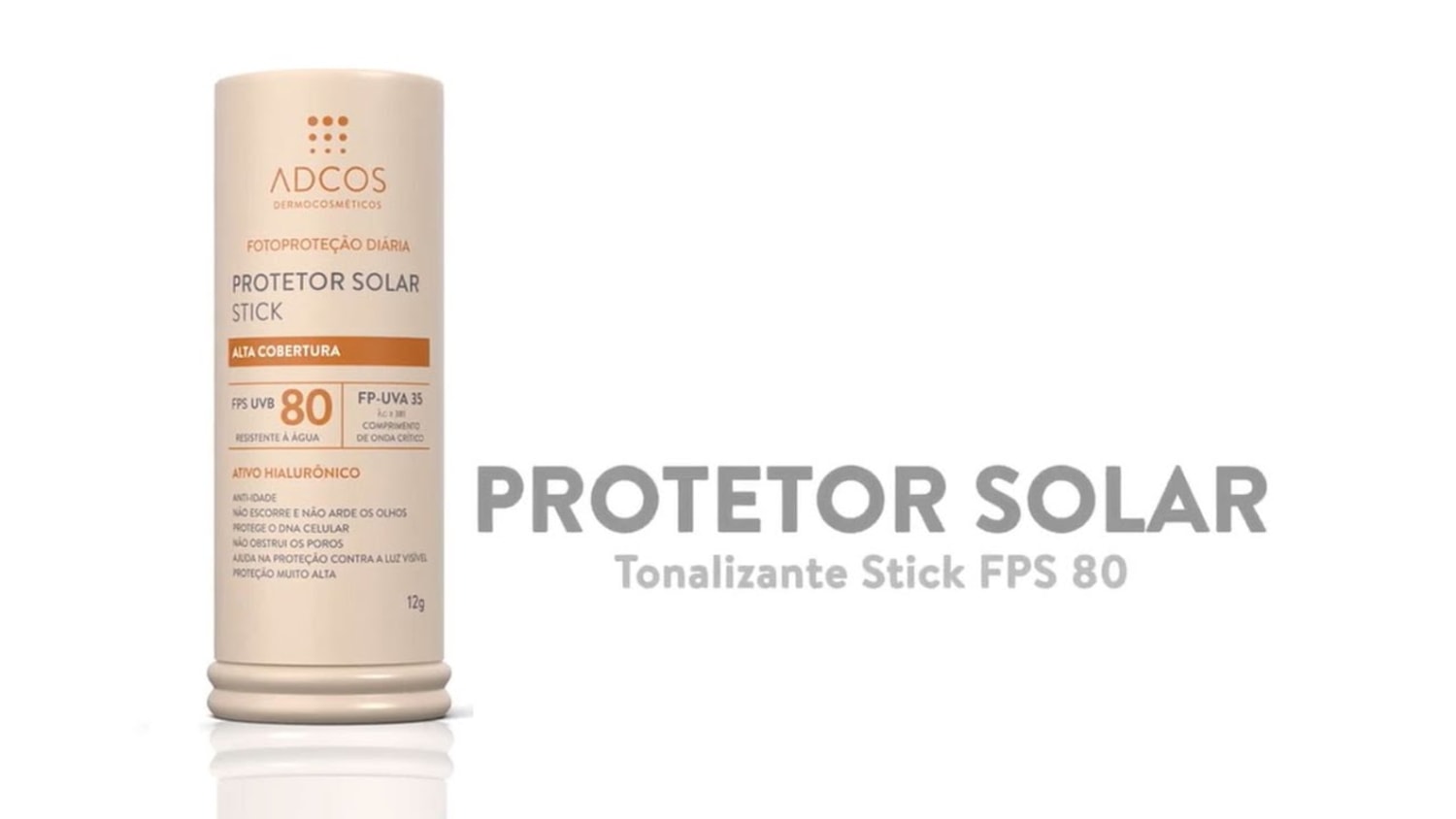 Miniatura Adcos Fotoproteção Diária FPS80 Stick Beige - Protetor Solar Facial com Cor 12g